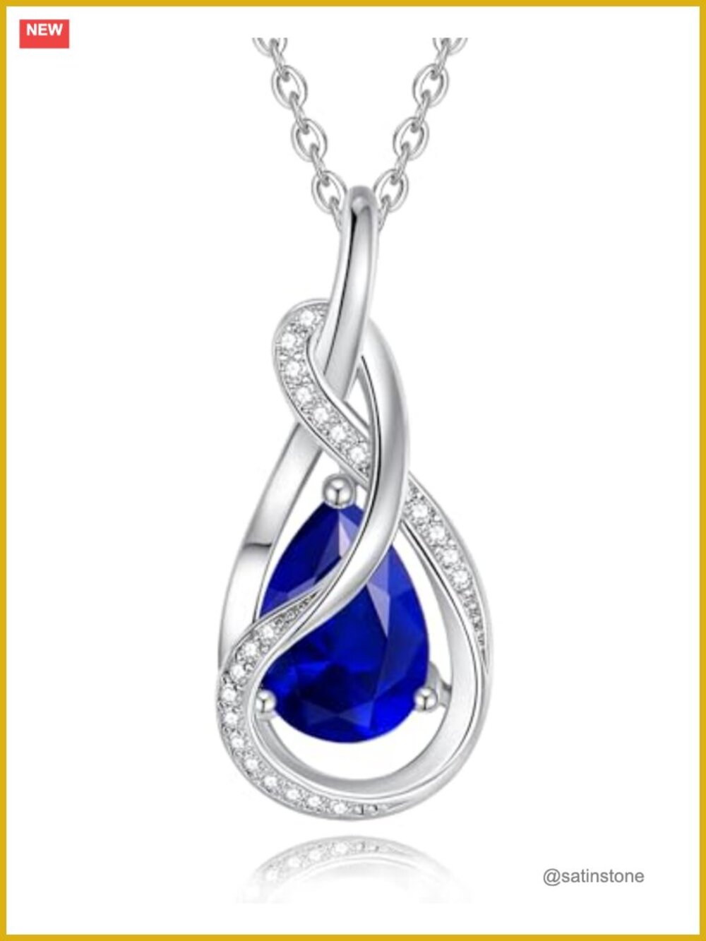 Sterling Silver Birthstone Necklace Ribbon Pendant 16+2 Inch Adjustable Chain